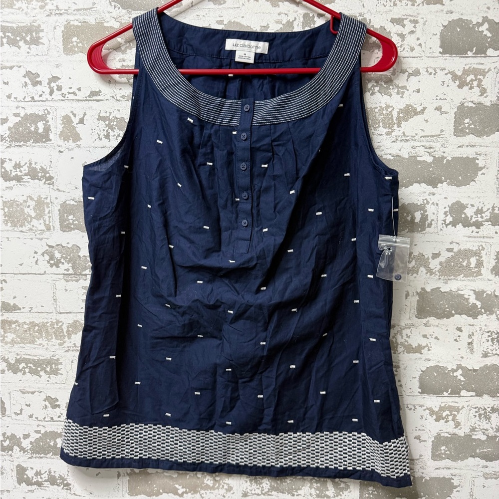 Liz Claiborne Navy Top with White Details